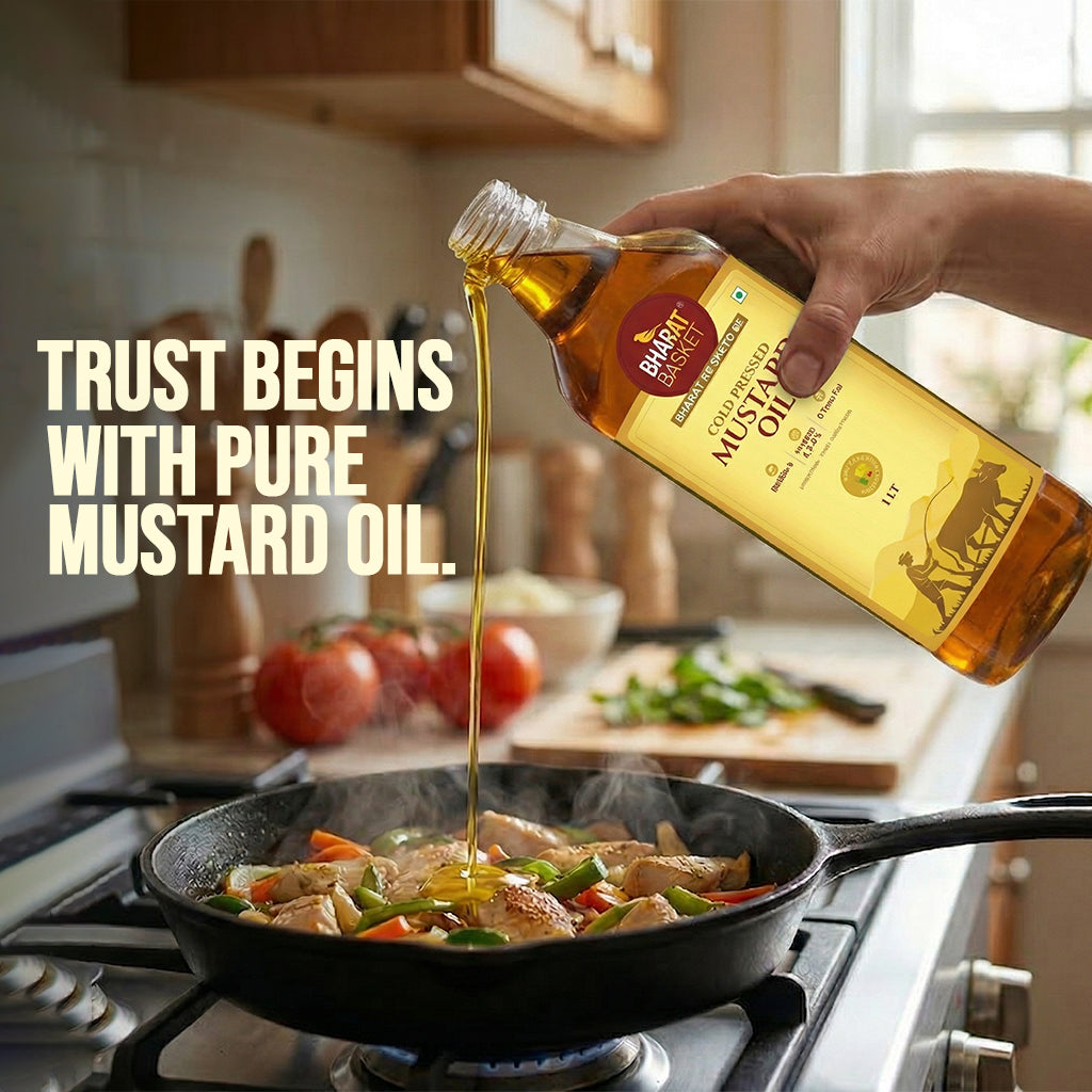 Bharat Basket Cold-Pressed Mustard Oil Combo – Pack of 2 (2 x 1L)