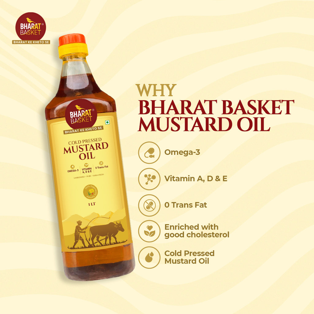 Bharat Basket Cold-Pressed Mustard Oil Combo – Pack of 2 (2 x 1L)