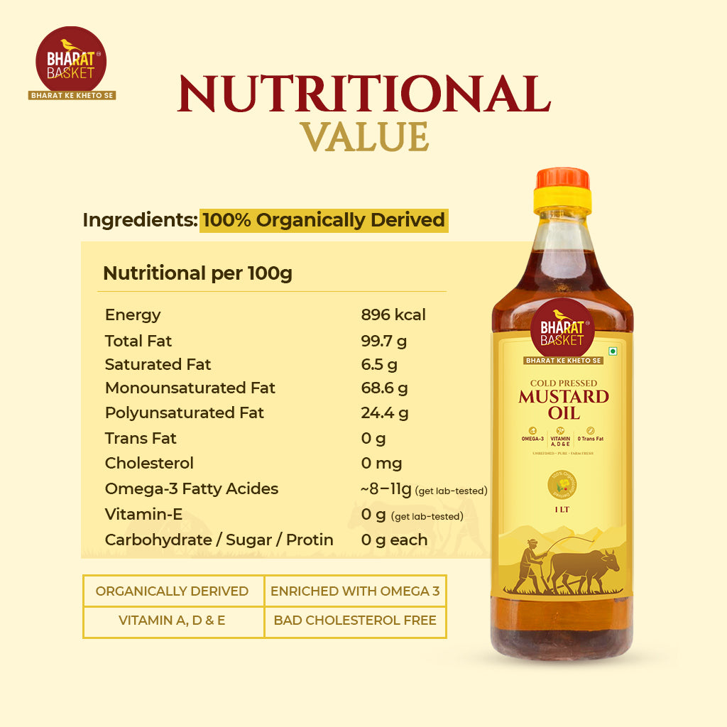 Bharat Basket Cold-Pressed Mustard Oil Combo – Pack of 2 (2 x 1L)
