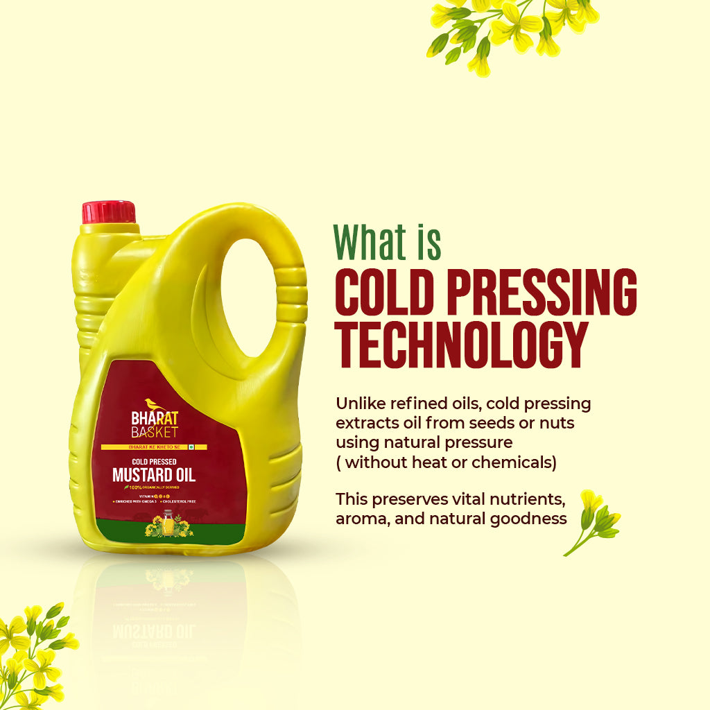 Bharat Basket Cold-Pressed Mustard Oil – 5 L (Kachi Ghani, Bulk Pack)