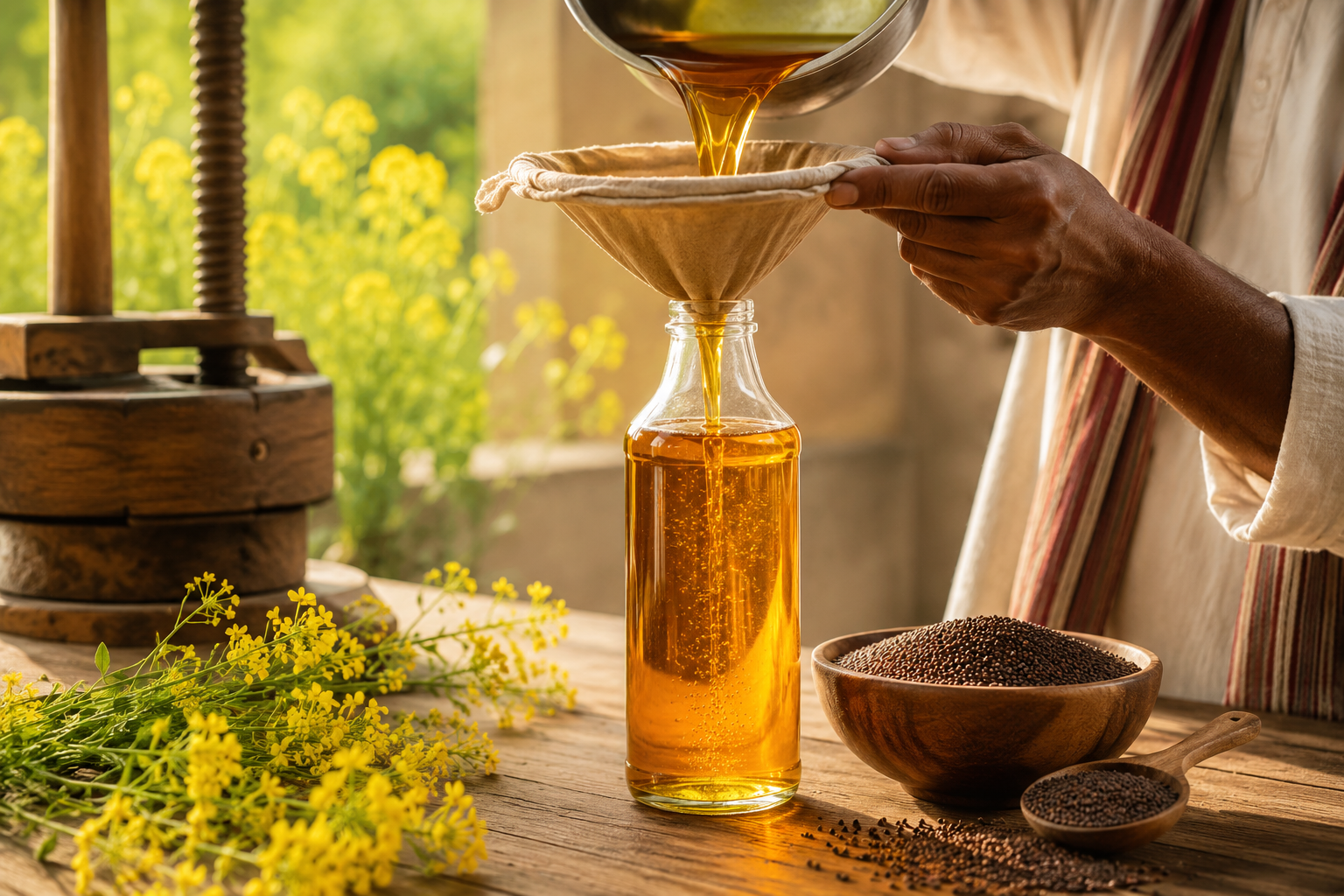 Mustard oil filtered and bottled fresh