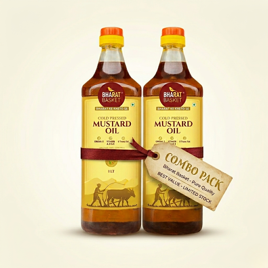 Bharat Basket Cold-Pressed Mustard Oil Combo – Pack of 2 (2 x 1L)